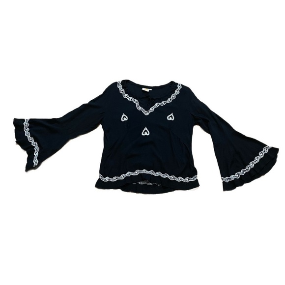 Vintage Black Embroidered Blouse - Picture 1 of 8